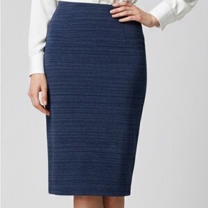 Ann Taylor LOFT Blue Knit Stretch Midi Skirt